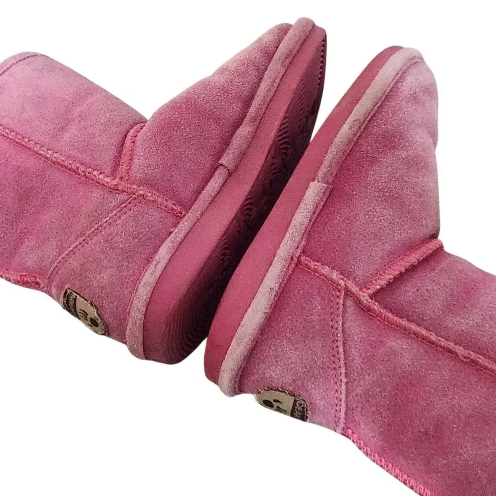 Bearpaw Emma Pink Boots Girls Size 11 Slip On Sherpa Lined Slippers
